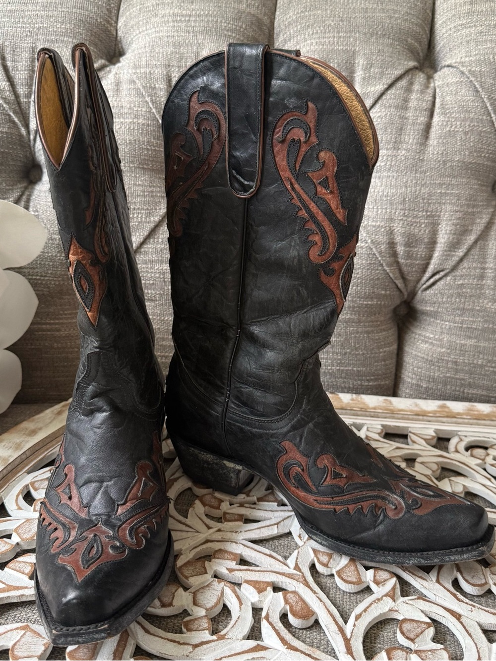 Old Gringo Yippie Kiyay Black Leather Western Boots Women’s 7